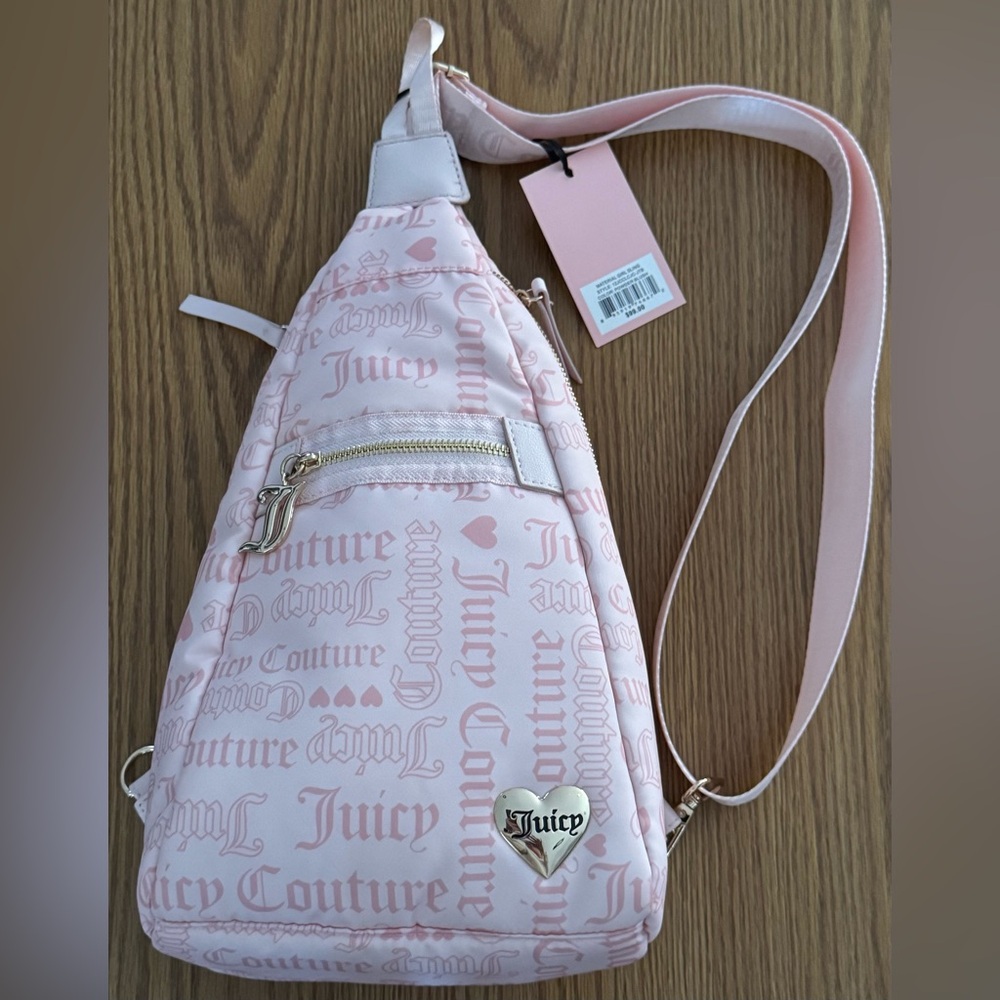 JUICY COUTURE Material Girl Sling Bag Logo Powder Blush Pink NWT!